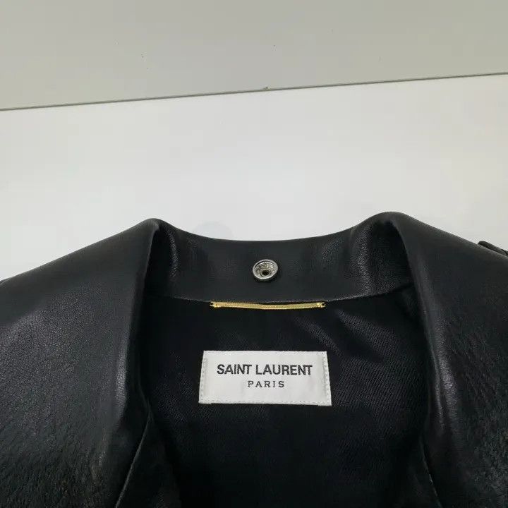Yves Saint Laurent Saint Laurent Black Leather Biker Jacket for Women 0079 Size S / US 4 / IT 40 - 5 Thumbnail