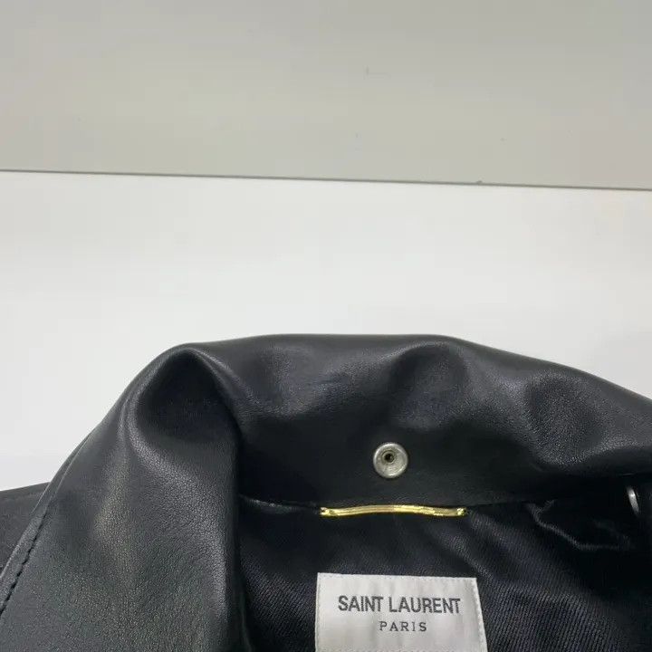 Yves Saint Laurent Saint Laurent Black Leather Biker Jacket for Women 0079 Size S / US 4 / IT 40 - 7 Thumbnail
