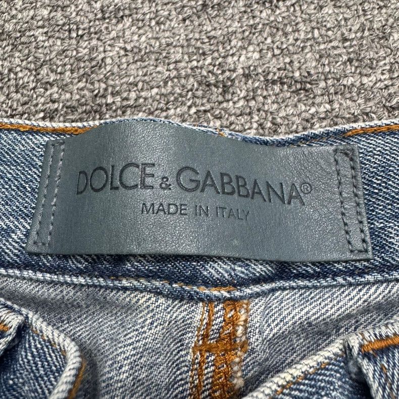 Dolce & Gabbana DG rhinestone embroidered distressed jeans Size US 44 / EU 60 - 4 Thumbnail