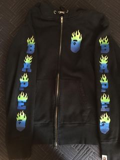 BAPE flame shark full zip hoodie a bathing ape Fire Size XL 