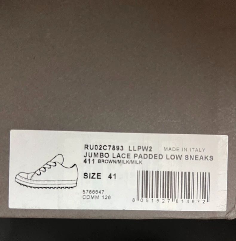 Rick Owens rickowens 23fw chocolate low-top sneakers Size US 11 / EU 44 - 6 Thumbnail