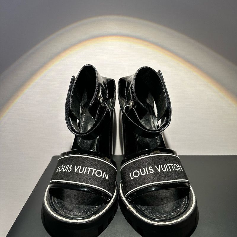 Louis Vuitton Louis Vuitton Black High Heel Sandals for Women 0079 Size US 8 / IT 38 - 2 Thumbnail