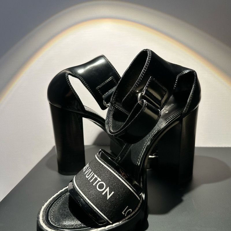 Louis Vuitton Louis Vuitton Black High Heel Sandals for Women 0079 Size US 8 / IT 38 - 8 Thumbnail