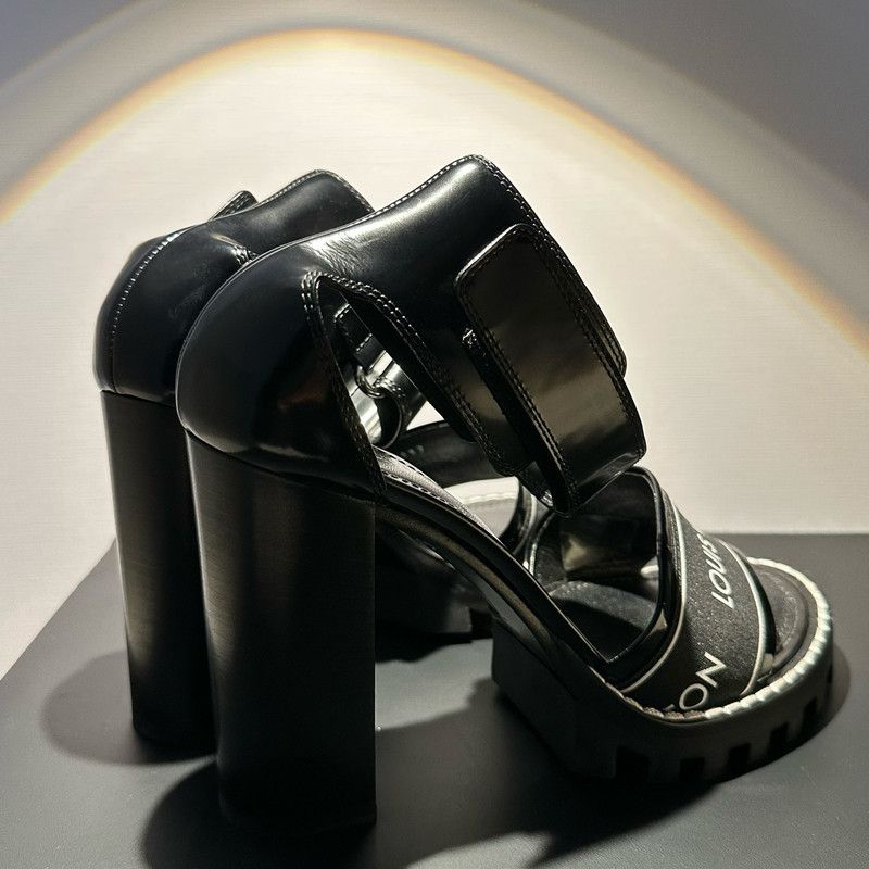 Louis Vuitton Louis Vuitton Black High Heel Sandals for Women 0079 Size US 8 / IT 38 - 6 Thumbnail