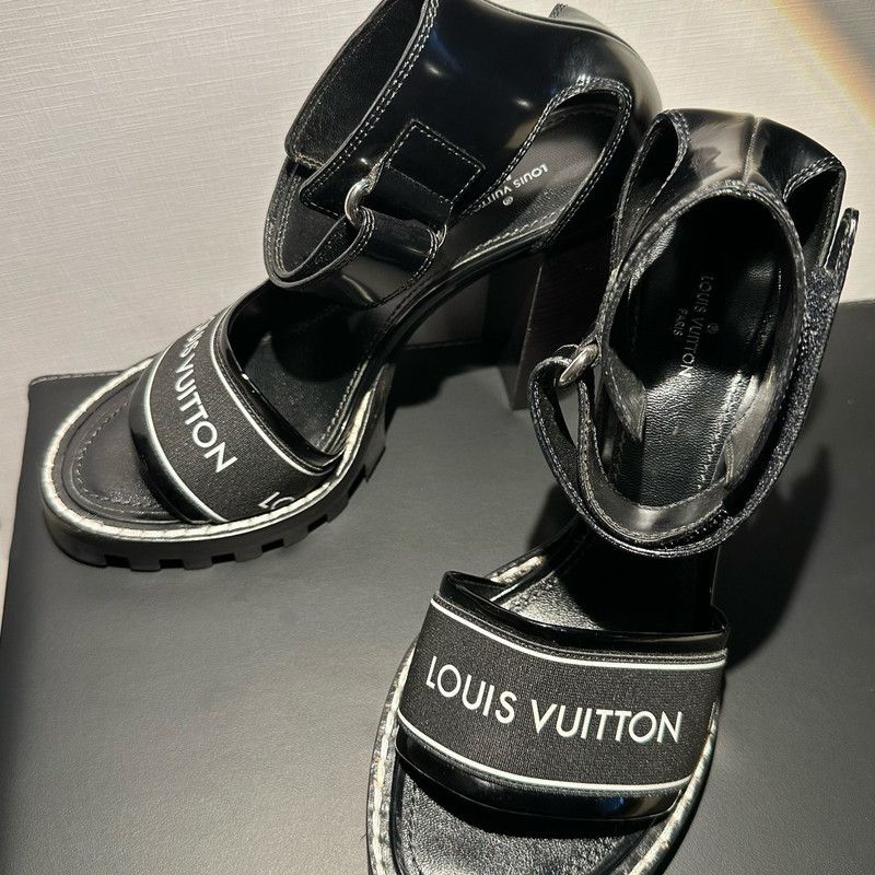 Louis Vuitton Louis Vuitton Black High Heel Sandals for Women 0079 Size US 8 / IT 38 - 7 Thumbnail