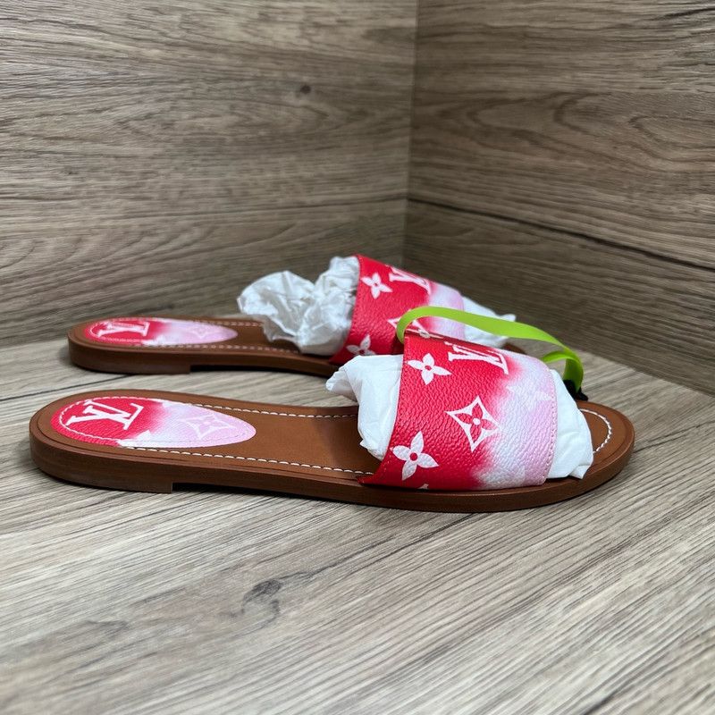 Louis Vuitton Louis Vuitton Red Lock It Flat Sandals 0079 Size US 6 / IT 36 - 4 Thumbnail