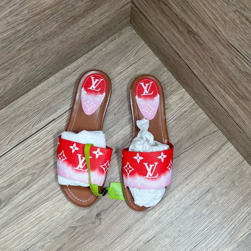 Louis Vuitton Louis Vuitton Red Lock It Flat Sandals 0079 Size US 6 / IT 36 - 3 Thumbnail