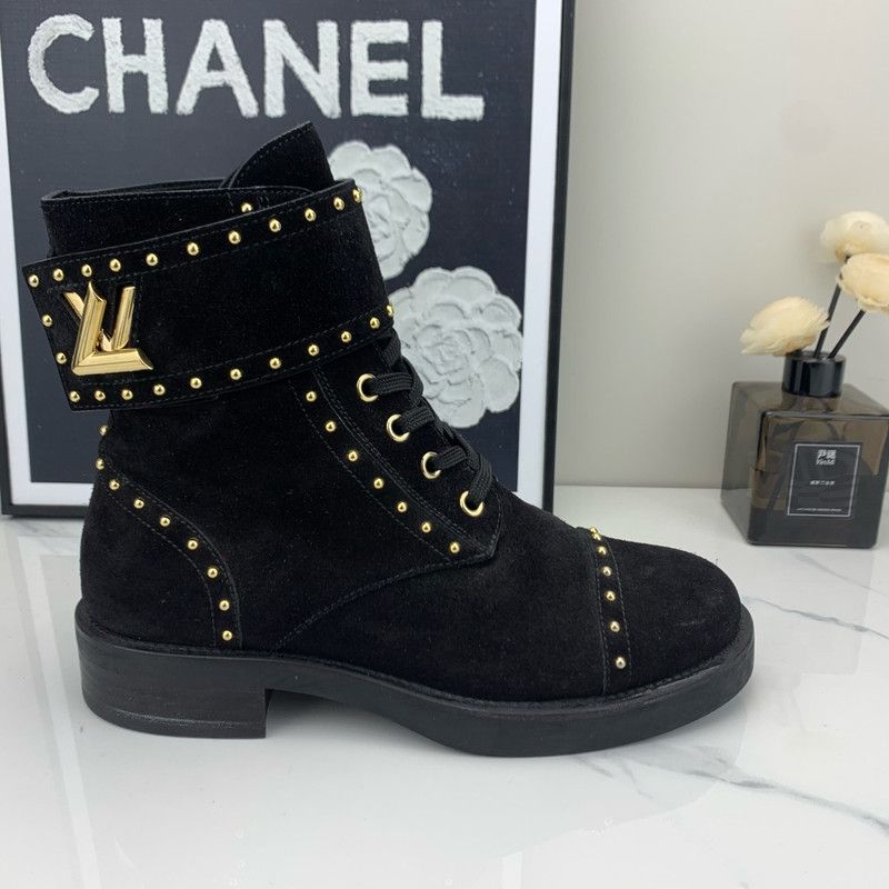 Louis Vuitton Louis Vuitton Black Velvet Studded Martin Boots 0079 Size US 6 / IT 36 - 7 Thumbnail