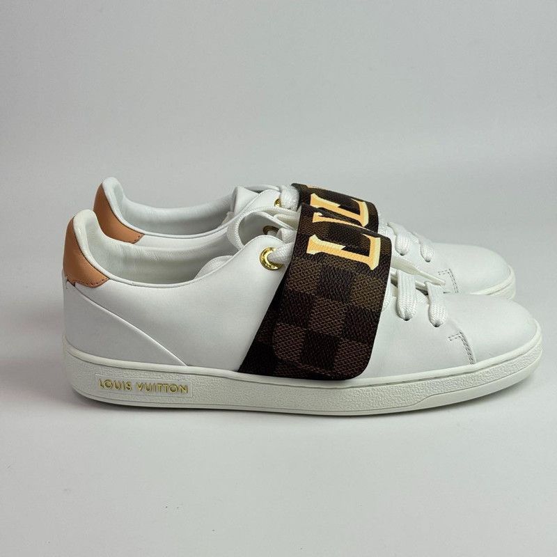 Louis Vuitton Louis Vuitton White Frontrow Leather Flat Sneakers 0079 Size US 6 / IT 36 - 8 Thumbnail