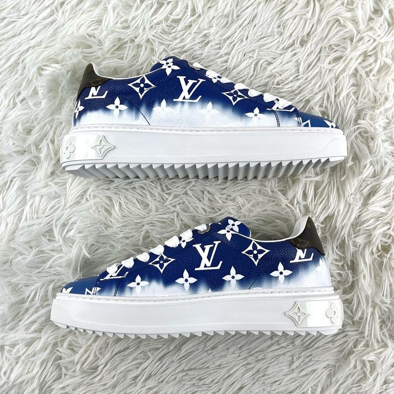 Louis Vuitton Louis Vuitton Blue Time Out Sneakers for Women 0079 Size US 5 / IT 35 - 4 Thumbnail