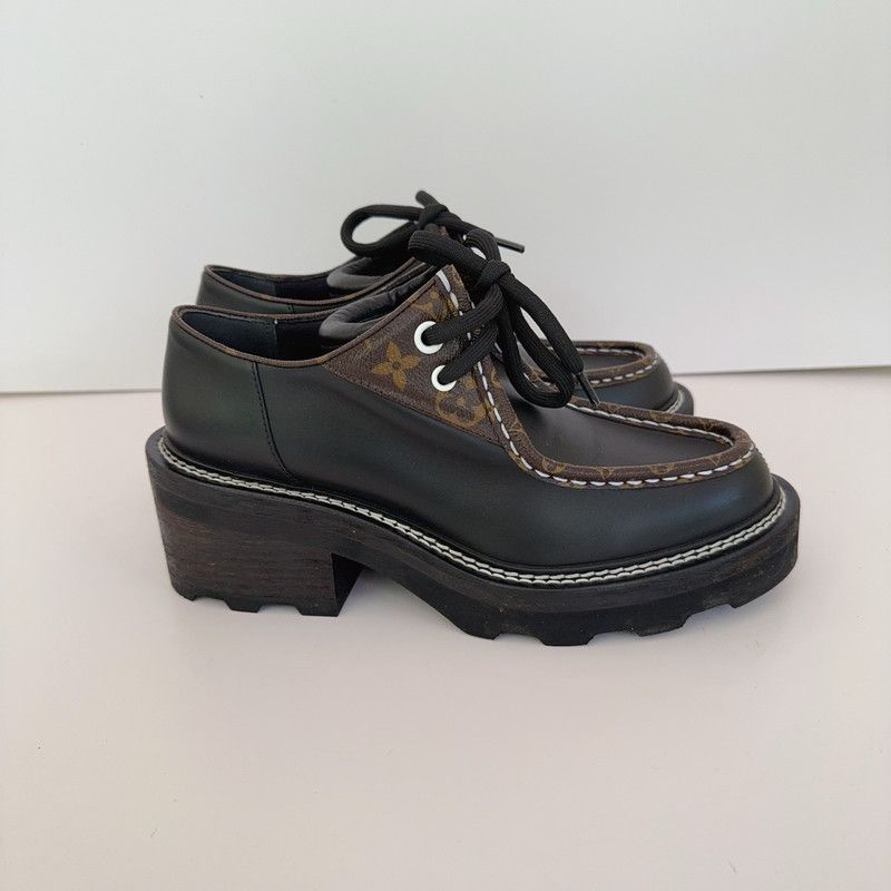 Louis Vuitton Louis Vuitton Black Beaubourg Fashion Lace-Up Shoes 0079 Size US 7 / IT 37 - 8 Thumbnail