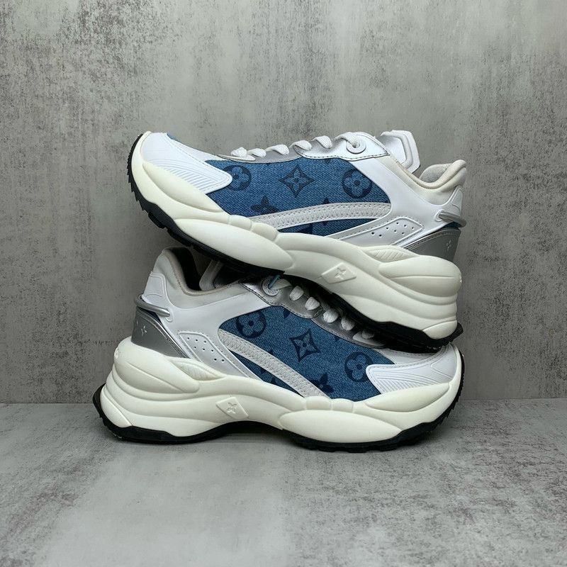 Louis Vuitton Louis Vuitton Run 55 Blue and White Sneakers 0079 Size US 4 / IT 34 - 2 Thumbnail