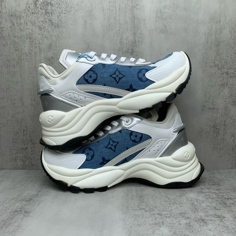Louis Vuitton Louis Vuitton Run 55 Blue and White Sneakers 0079 Size US 4 / IT 34 - 3 Thumbnail