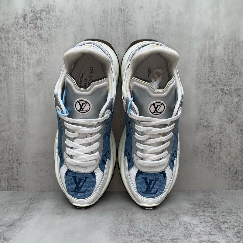 Louis Vuitton Louis Vuitton Run 55 Blue and White Sneakers 0079 Size US 4 / IT 34 - 6 Thumbnail