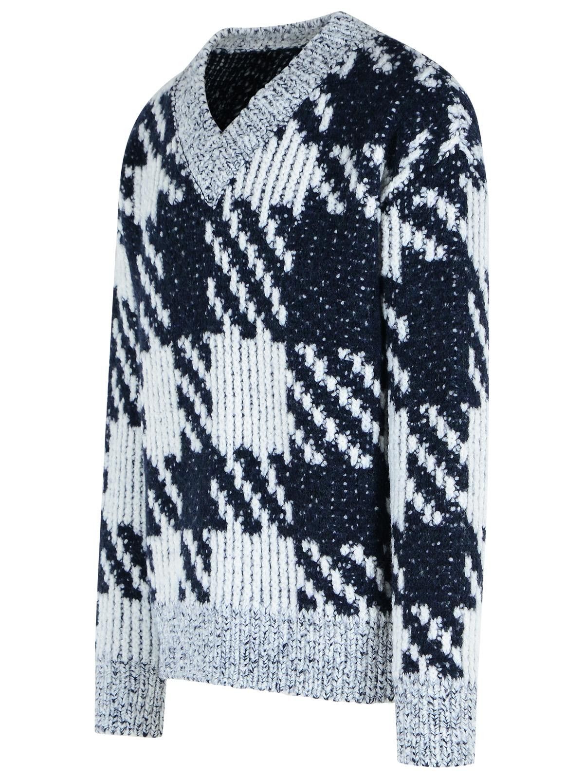 Dries Van Noten DRIES VAN NOTEN White And Navy 'Macao' Wool And Alpaca Sweater Size US M / EU 48-50 / 2 - 2 Thumbnail