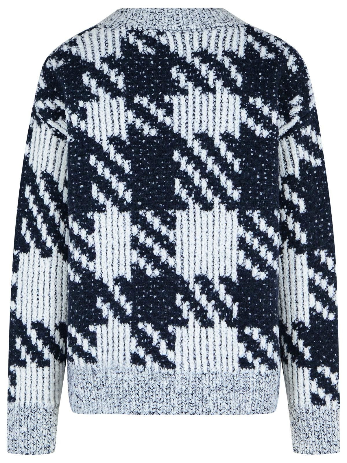 Dries Van Noten DRIES VAN NOTEN White And Navy 'Macao' Wool And Alpaca Sweater Size US M / EU 48-50 / 2 - 3 Thumbnail