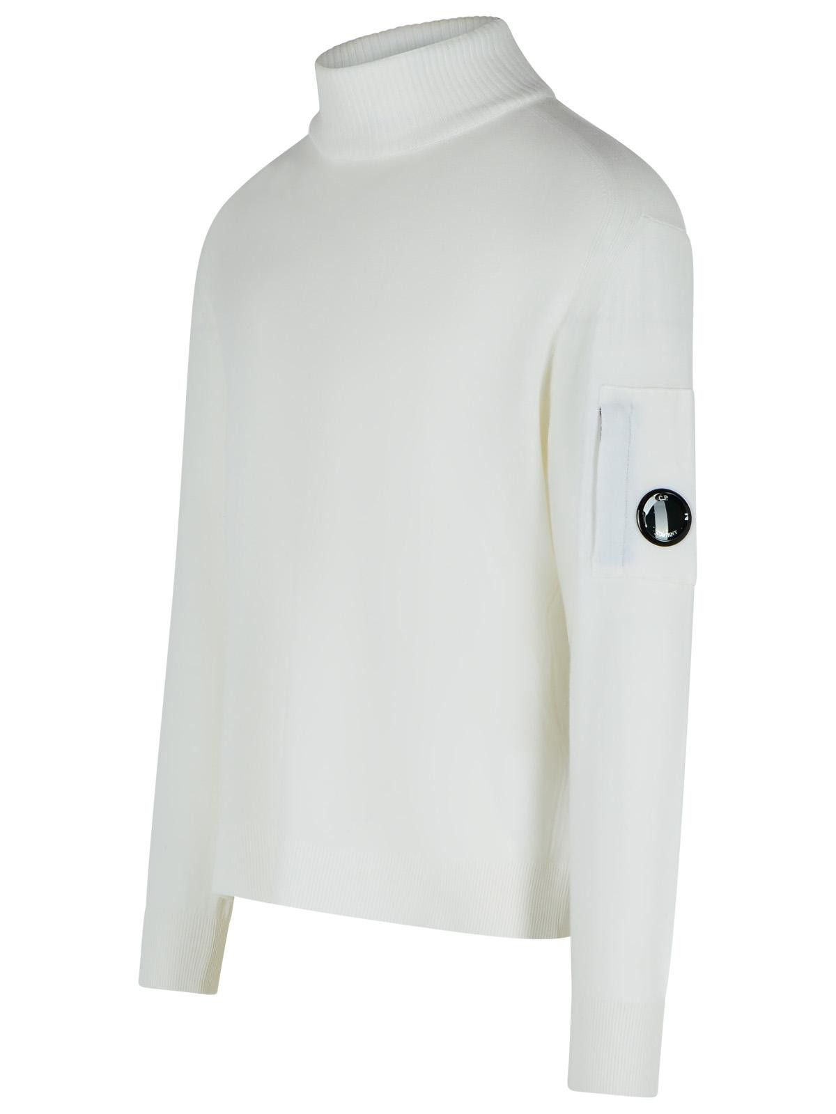 C.P. Company C.P. COMPANY 'Lens' Turtleneck Sweater In White Virgin Wool Blend Size US XL / EU 56 / 4 - 2 Thumbnail