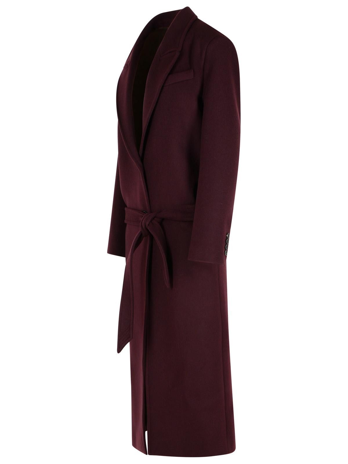 The Attico THE ATTICO Burgundy Virgin Wool Blend Long Coat Size XS / US 0-2 / IT 36-38 - 2 Thumbnail