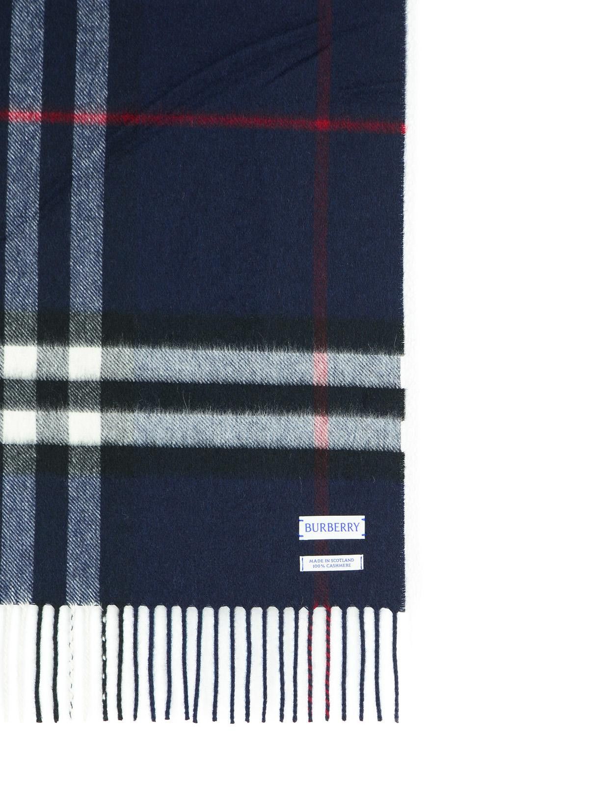 Burberry BURBERRY 'Mu Giant Check' Navy Cashmere Scarf Size ONE SIZE - 3 Thumbnail
