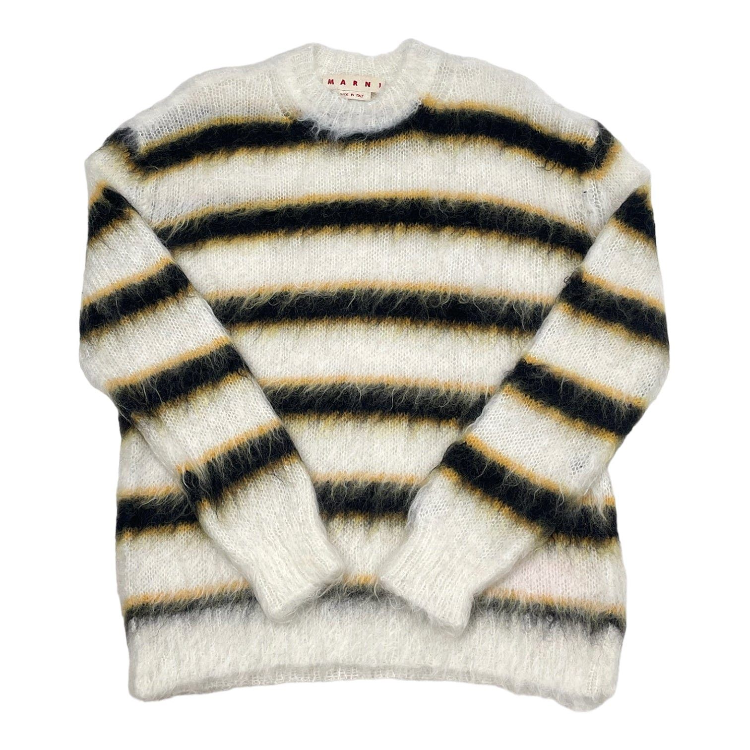 Pre-owned Marni Striped Brushed Mohair Sweater Yellow White
