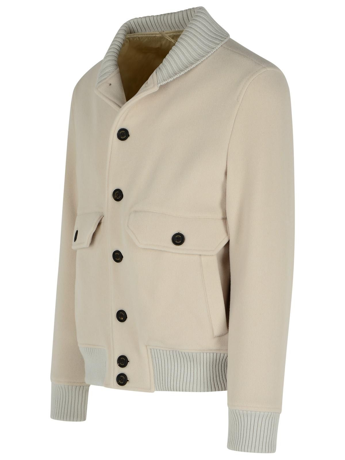 Eleventy ELEVENTY Beige Wool Blend Bomber Jacket Size US L / EU 52-54 / 3 - 2 Thumbnail