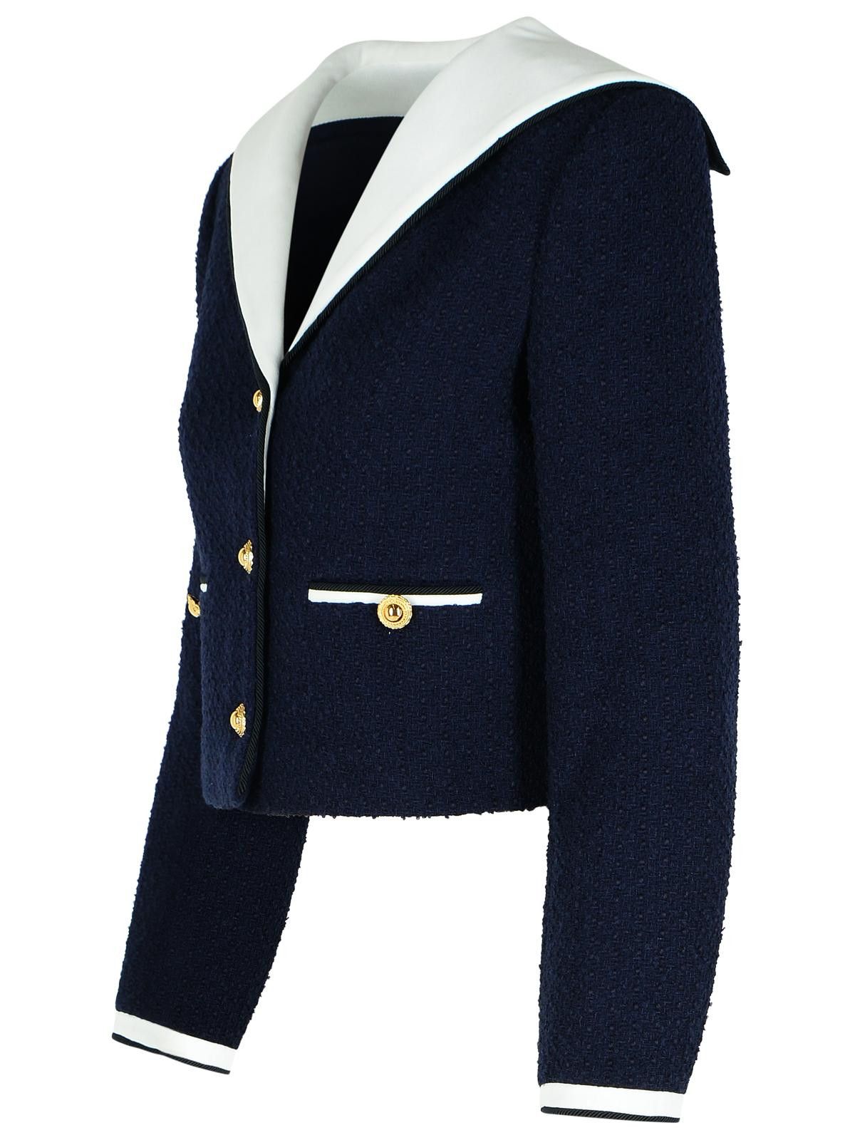 Self-Portrait SELF PORTRAIT 'Boucle' Blue Wool Blend Jacket Size S / US 4 / IT 40 - 2 Thumbnail