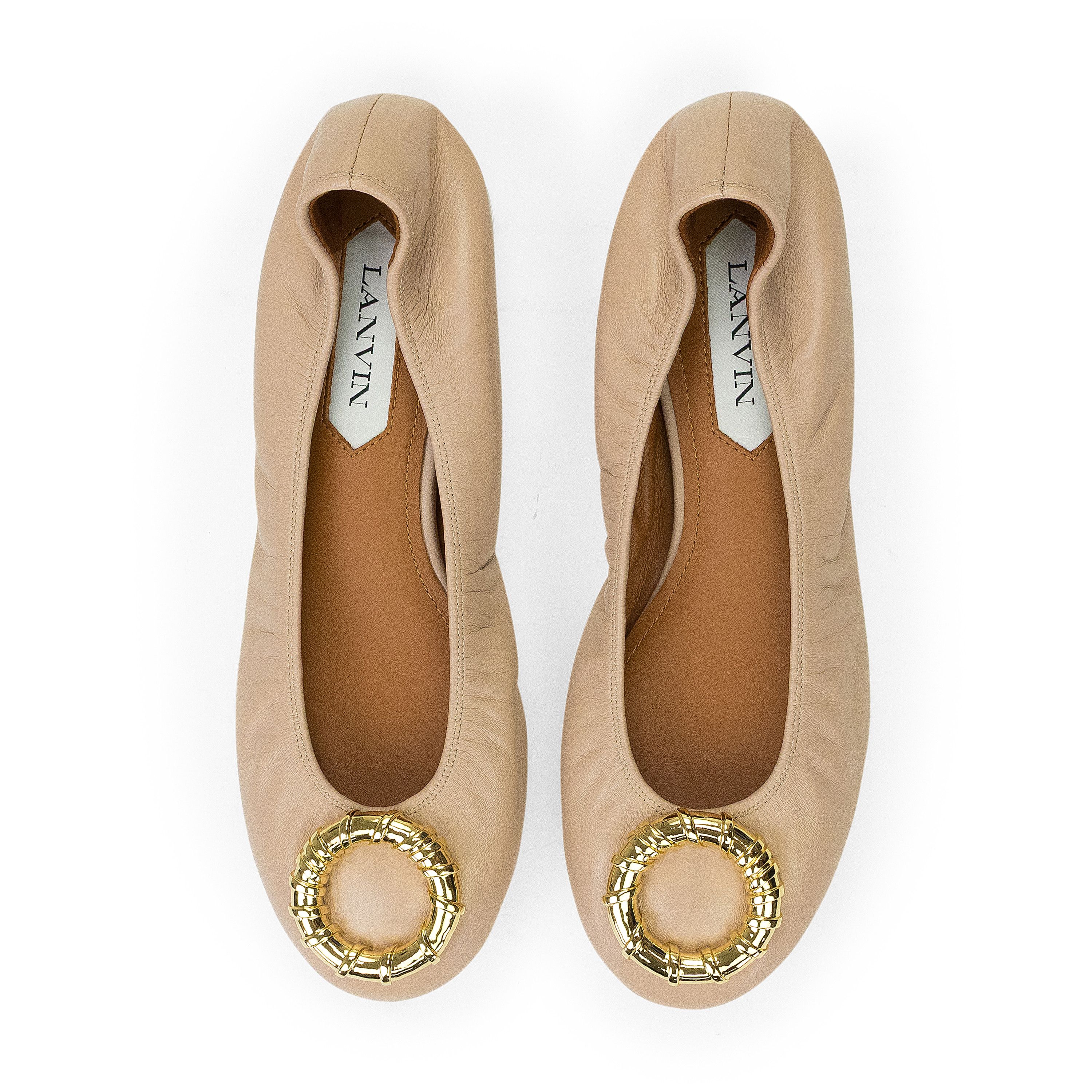 Lanvin BEIGE BALLERINA AVEC MELODIE BIJOUX FLATS SIZE 36
