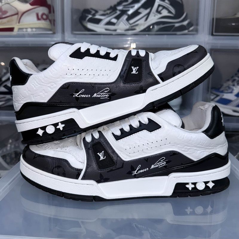 Louis Vuitton Louis Vuitton Trainer Low Top Sneakers in Black and White 0079 Size US 10 / IT 40 - 6 Thumbnail