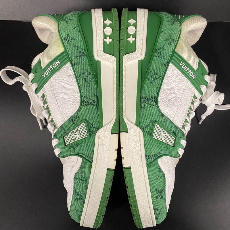 Louis Vuitton Louis Vuitton Green and White Low-Top Sneakers 0079 Size US 10 / IT 40 - 8 Thumbnail