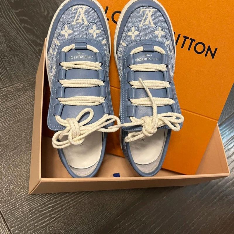 Louis Vuitton Louis Vuitton Blue Logo Canvas Sneakers 0079 Size US 6 / IT 36 - 9 Thumbnail