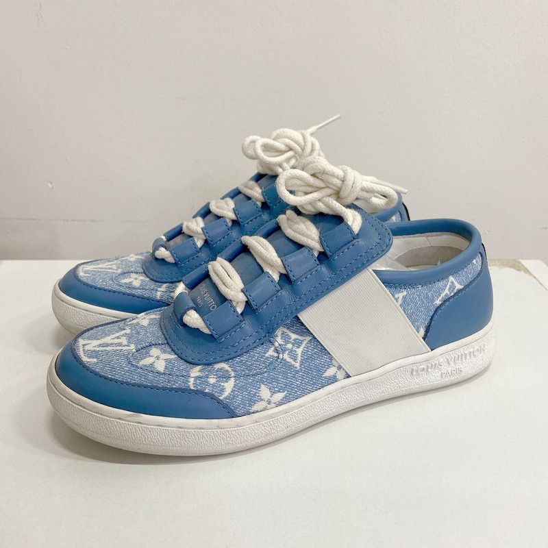 Louis Vuitton Louis Vuitton Blue Logo Canvas Sneakers 0079 Size US 6 / IT 36 - 7 Thumbnail