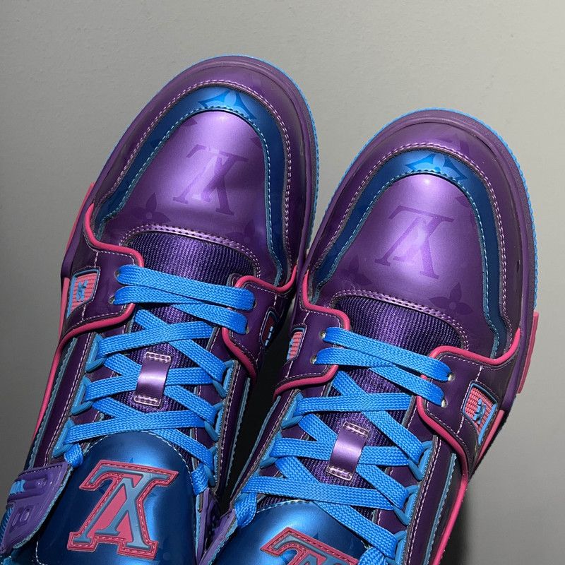 Louis Vuitton Louis Vuitton Trainer Fashion Sneakers in Blue Purple 0079 Size US 9 / IT 39 - 10 Thumbnail
