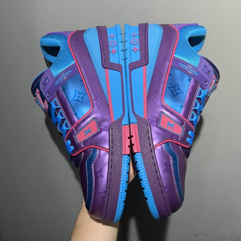 Louis Vuitton Louis Vuitton Trainer Fashion Sneakers in Blue Purple 0079 Size US 9 / IT 39 - 9 Thumbnail