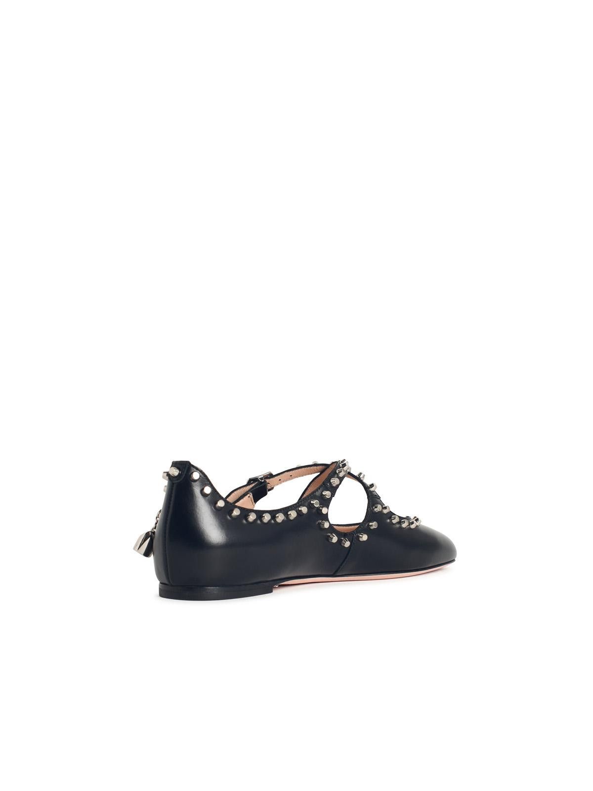Bally BALLY 'Ballyrina' Black Leather Ballet Flats With Studs Size US 6 / IT 36 - 3 Thumbnail