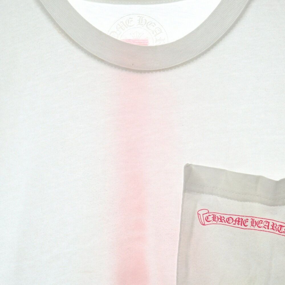 トップス CHROME HEARTS NEON PINK STRIPE LOGO TEE Chrome Hearts Neon Stripe Logo Tee Print Crew Neck Short