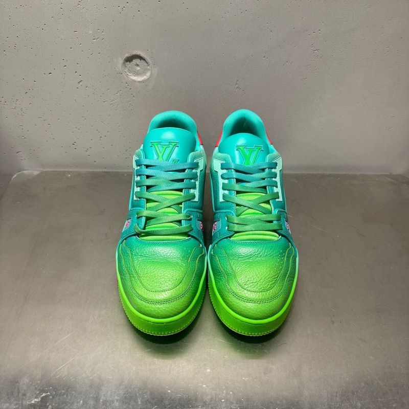 Louis Vuitton Louis Vuitton Trainer Low-Top Sneakers in Blue Green 0079 Size US 9 / IT 39 - 2 Thumbnail