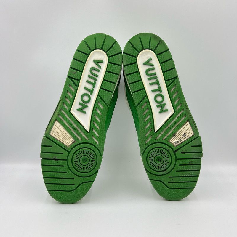 Louis Vuitton Louis Vuitton Green and White Low Top Trainers 0079 Size US 12 / IT 42 - 4 Thumbnail