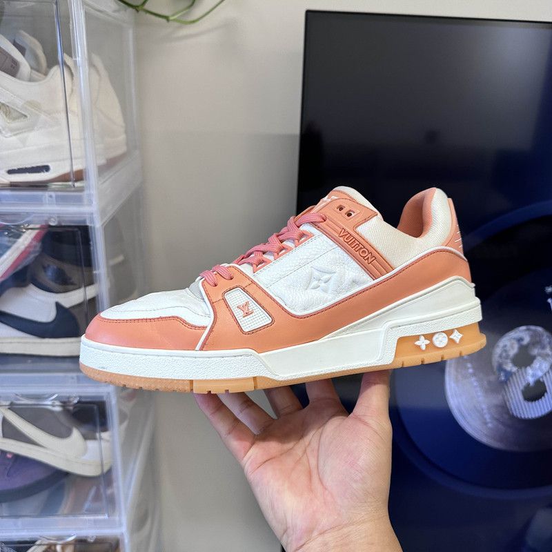 Louis Vuitton Louis Vuitton Trainer Low-Top Sneakers in Peach Pink 0079 Size US 10 / IT 40 - 13 Thumbnail