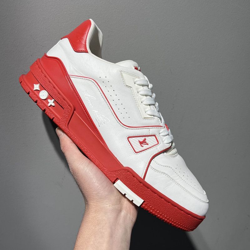 Louis Vuitton Louis Vuitton Trainer Fashion Sneakers in White and Red 0079 Size US 10 / IT 40 - 15 Thumbnail