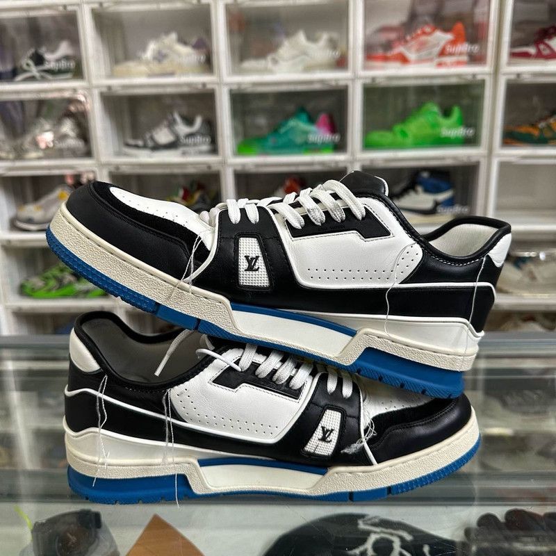 Louis Vuitton Louis Vuitton Trainer Low Fashion Sneakers in Black Blue 0079 Size US 9.5 / EU 42-43 - 7 Thumbnail