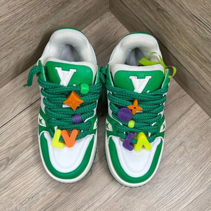 Louis Vuitton Louis Vuitton Trainer Maxi Green and White Sneakers 0079 Size US 8.5 / EU 41-42 - 2 Thumbnail