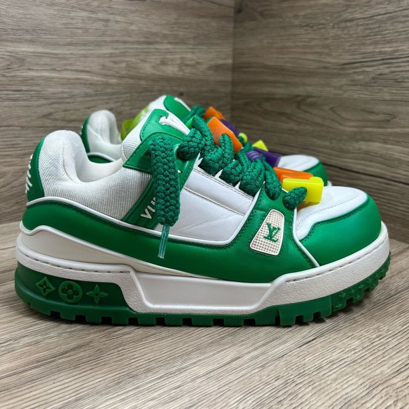 Louis Vuitton Louis Vuitton Trainer Maxi Green and White Sneakers 0079 Size US 8.5 / EU 41-42 - 3 Thumbnail