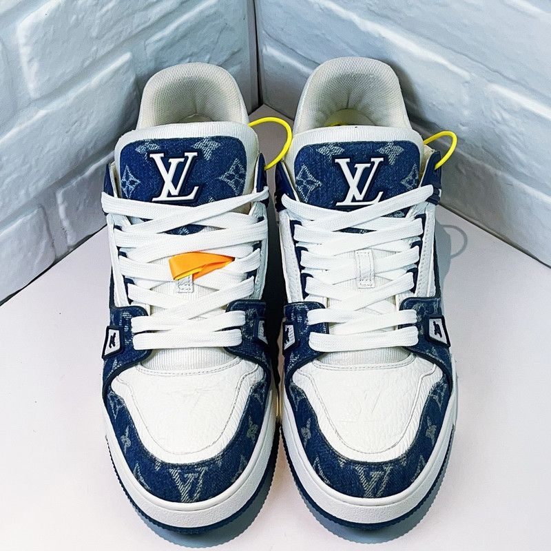 Louis Vuitton Louis Vuitton Denim Leather Trainer Low Top Sneakers 0079 Size US 9.5 / EU 42-43 - 2 Thumbnail