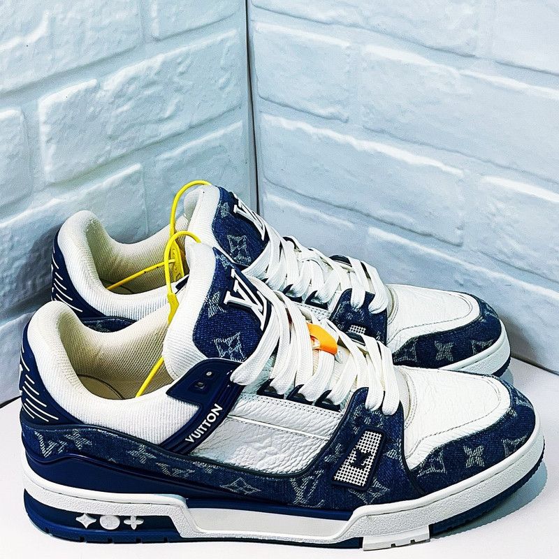 Louis Vuitton Louis Vuitton Denim Leather Trainer Low Top Sneakers 0079 Size US 9.5 / EU 42-43 - 6 Thumbnail