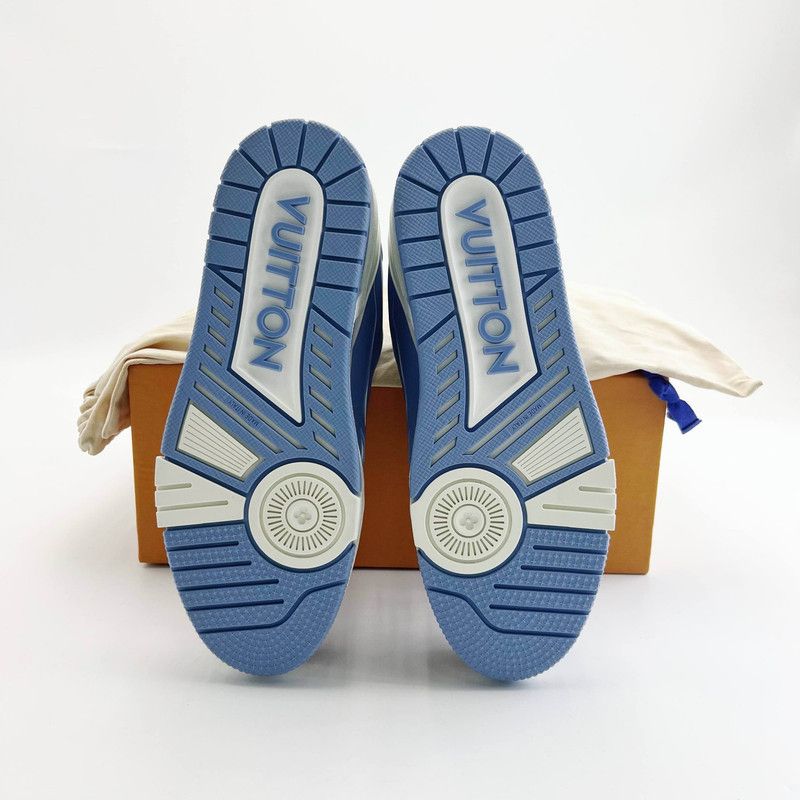 Louis Vuitton Louis Vuitton Blue Leather Low-Top Trainer Sneakers 0079 Size US 8.5 / EU 41-42 - 4 Thumbnail