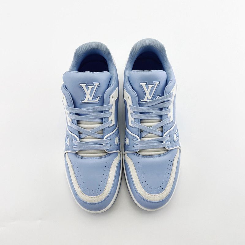 Louis Vuitton Louis Vuitton Blue Leather Low-Top Trainer Sneakers 0079 Size US 8.5 / EU 41-42 - 2 Thumbnail