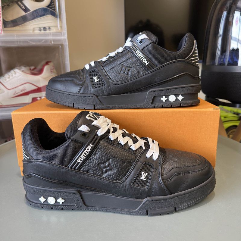 Louis Vuitton Louis Vuitton Trainer Black Leather Low-Top Sneakers 0079 Size US 8.5 / EU 41-42 - 8 Thumbnail