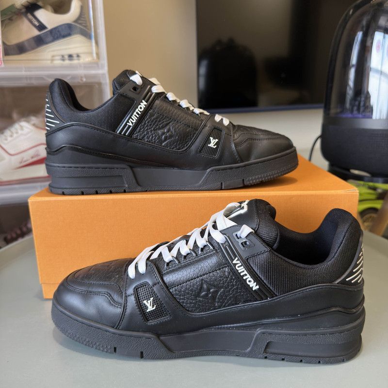 Louis Vuitton Louis Vuitton Trainer Black Leather Low-Top Sneakers 0079 Size US 8.5 / EU 41-42 - 9 Thumbnail