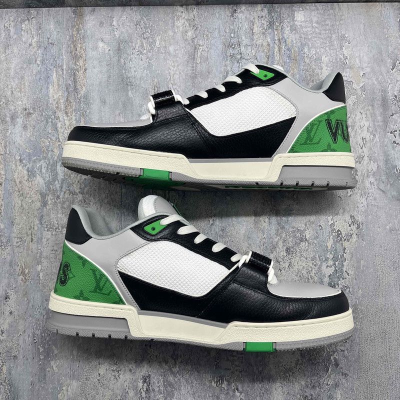 Louis Vuitton Louis Vuitton Trainer Low Top Sneakers in Black Green 0079 Size US 10.5 / EU 43-44 - 8 Thumbnail