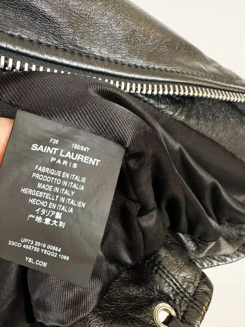 Yves Saint Laurent Saint Laurent Leather Jacket with Red Detail Size US XS / EU 42 / 0 - 6 Thumbnail